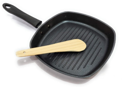JIGGL Grill Pan For Low Oil Tikkas, Kebabs Sandwiches Stove top Sandwich Maker K1 Grill Pan 22.5 cm diameter 1 L capacity(Aluminium, Non-stick)