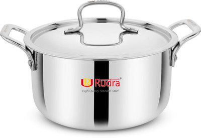 Rudra SS RU 9003 (200 mm) Pot 20 cm diameter 200 L capacity with Lid(Stainless Steel, Non-stick, Induction Bottom)