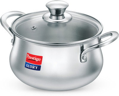 Prestige Glory SS Cookware Handi 3 L with Lid(Stainless Steel, Induction Bottom)