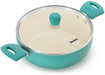 Hawkins 3 Litre Deep Fry Pan, Aqua Casserole with Glass Lid, Aqua Blue (IUC30G) Kadhai 23 cm diameter with Lid 3 L capacity(Aluminium, Non-stick, Induction Bottom)