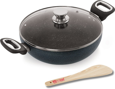 iVBOX Pro 3mm-Thick Non Stick 240mm induction Base Kadhai 24 cm diameter with Lid 2.5 L capacity(Aluminium, Non-stick, Induction Bottom)