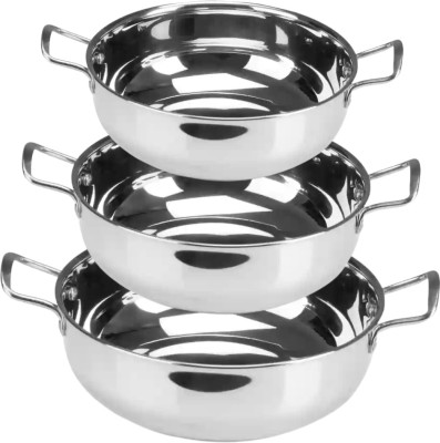 SHINI LIFESTYLE Kadhai 22 cm, 23 cm, 25 cm diameter 2 L, 2.5 L, 3 L capacity(Stainless Steel, Induction Bottom)