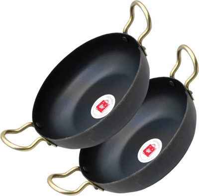 LAZYwindow Traditional Iron Kadhai Deep Bottom Kadai Kadhai 19 cm diameter 1 L capacity(Iron, Induction Bottom)
