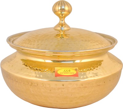 Shivshakti Arts Brass Hammered Biryani Handi Chaffing Dish Patili with Lid,Tin Lining,Cookware Handi 5 L with Lid(Brass)