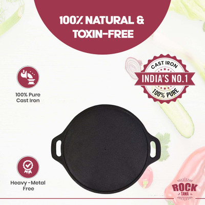 Rock Tawa Rock Tawa Cast Iron Dosa Tawa/Roti Tawa 9 Inch Pre-Seasoned Cast Tawa 23 cm diameter(Cast Iron, Induction Bottom)