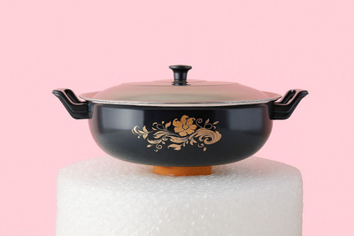 SHIVI shivi Cookware – 3.5 Ltr. Enamel-Coated Steel Handi Kadhai 26 cm diameter with Lid 3.5 L capacity(Cast Iron, Non-stick, Induction Bottom)
