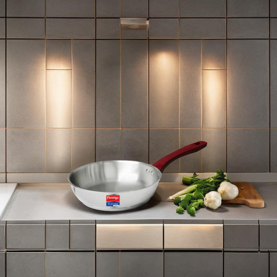 Prestige Platina Popular Fry Pan 22 cm diameter 1.9 L capacity(Stainless Steel, Induction Bottom)