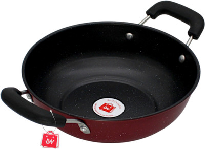 LAZYwindow Premium Quality Nonstick Pack of 1 Kadhai 20 cm diameter 1.25 L capacity(Hard Anodised, Non-stick, Induction Bottom)