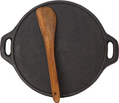 Rock Tawa Rock Tawa Dosa Tawa Cast Iron Skillet - (Pre-Seasoned) with Free Wooden Spatula Tawa 30.5 cm diameter(Cast Iron, Induction Bottom)