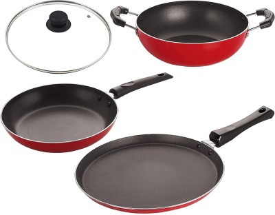 Redific 5-Piece Nonstick Gift Set (Kadhai, Frypan, Dosa Tawa, Lid, Spoon) Non-Stick Coated Cookware Set(PTFE (Non-stick), 5 - Piece)