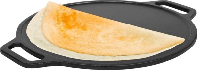 EUGOR Pre Seasoned Cast Iron 12 Inches / 304MM Dosa Tawa Seasoned Tawa 5 cm diameter with Lid(Cast Iron, Non-stick, Induction Bottom)