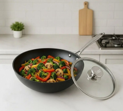 THE CHEF STORY Mycera Series Wok with Lid 3.4 L capacity 28 cm diameter(Ceramic, Non-stick, Induction Bottom)