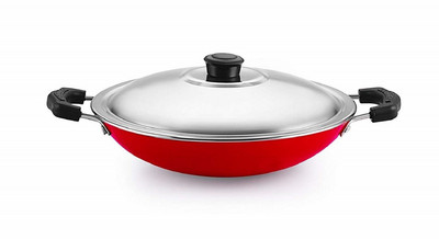 RBGIIT 3-Layer non Stick Appchety Chety Pan With Lids AP-1 Appachatty with Lid 1 L capacity 22 cm diameter(Aluminium, Non-stick)