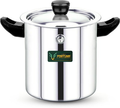 FORTUNA KITCHENWARE 1 Ltr Stainless Steel Milk Boiler/ Pot/Cooker Double Wall Induction Compatible Pot 15 cm diameter 1 L capacity with Lid(Stainless Steel, Induction Bottom)