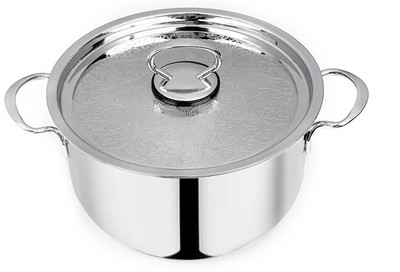 Pradeep SS Sandwich Bottom (Bello) Cook Pot 26 cm diameter 7.3 L capacity with Lid(Stainless Steel, Induction Bottom)