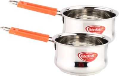 Kitchen Krafts 2 Piece Belly Saucepan/Teapan/Milkpan With Handle (Diamater :- 16cm , 18cm)(Capacity :- 1L 1.5 L) Sauce Pan 16 cm, 18 cm diameter 1 L, 1.5 L capacity(Stainless Steel)