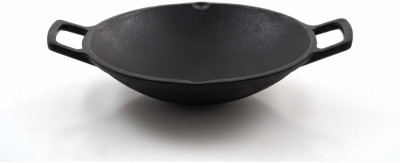 Greensmith Cast Iron Pre-Seasoned Cookware Shallow Kadai Kadhai 29.5 cm diameter 4.5 L capacity(Iron, Induction Bottom)
