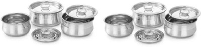 VESTON Pot 400 ML, 400 ML, 600ML, 800 ML (PACK OF 2 SET ) Pot 16 cm diameter 0.4 L, 0.6 L, 0.8 L capacity with Lid(Stainless Steel)
