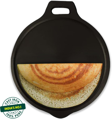 The Indus Valley Super Smooth Cast Iron Tawa for Dosa/Chapathi - 10.8 inch Tawa 27.6 cm diameter(Cast Iron, Induction Bottom)