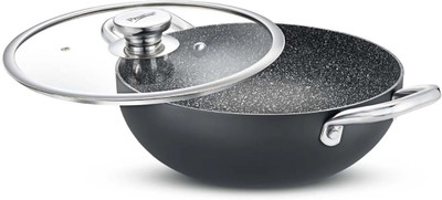 Prestige Durastone 6 Layer Non-Stick Deep Kadhai 28 cm diameter with Lid 4.25 L capacity(Hard Anodised, Non-stick, Induction Bottom)