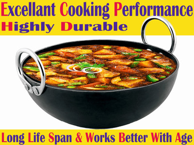 VeerEnterprises Ms Pure Iron/Loha Spl Kadhai 25 cm diameter 2 L capacity(Iron)