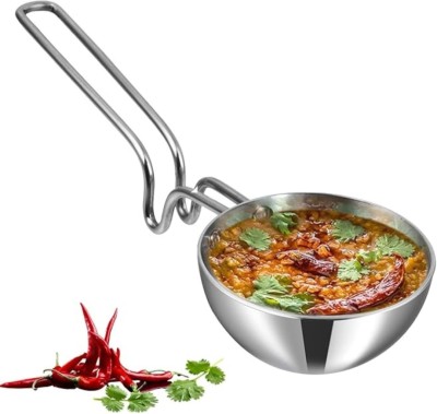 VINOD Platinum Triply Stainless Steel Tadka Pan Jumbo - 400 ml, 12.5 cm Tadka Pan 12.5 cm diameter 0.4 L capacity(Stainless Steel, Induction Bottom)