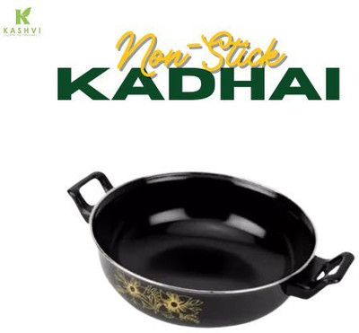 Kashvi Best Big Kadhai Induction Base Kadhai 26 cm diameter 3.5 L capacity(Cast Iron, Non-stick, Induction Bottom)