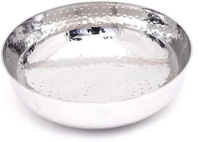 RBGIIT Stainless Steel Kadai Silver- Heavy Bottom Hammered Cookware, Kitchen Kadhai/Tasla for Cooking/Deep Frying Multipurpose Kadai: Ideal for shallow and deep frying of vegetables, desserts and snacks. It can also be used as a serving piece for Curries, Daal, Biryani etc Kadhai 16 cm diameter 1.1 