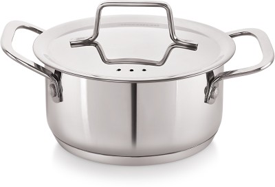 NIRLON Deluxe Series Impact Bonded Straight Casserole Handi 1.6 L with Lid(Stainless Steel, Induction Bottom)