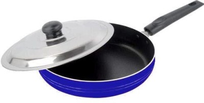 Redific nonstick Aluminium Deep Frypan with S S Lid, Capacity 1.1 L (colour : blue) Fry Pan 20 cm diameter with Lid 1.1 L capacity(Aluminium, Stainless Steel, Non-stick)