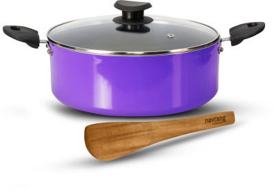 NAVRANG Biryani Pot High Grade Induction base Aluminum Nonstick pot with wooden spatula Pot 20 cm diameter 2.5 L capacity with Lid(Aluminium, Non-stick, Induction Bottom)