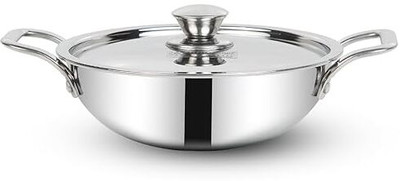 Crafts Kitchen Platinum Triply Stainless Steel Kadai with Stainless Steel Lid Kadhai 30 cm diameter with Lid 5 L capacity(Stainless Steel, Aluminium, Induction Bottom)