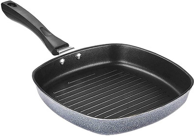 NARV Aluminium Grill Pan with Bakelite Handle Square Gas Stove Compatible Pan Non-Stick Coated Cookware Set(Aluminium, 1 - Piece)