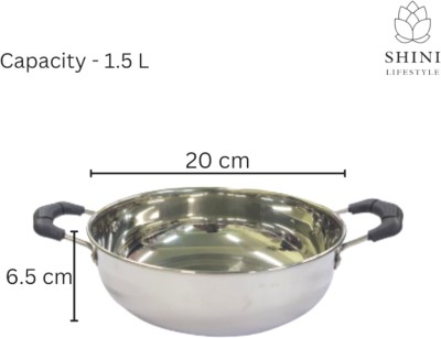 SHINI LIFESTYLE Induction Base Stainless Steel KADHAI 20cm,22cm,25cm,27cm Kadhai 27 cm diameter 4 L capacity(Stainless Steel, Induction Bottom)