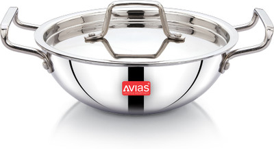 AVIAS AVI3 Triply Kadai with SS Lid Kadhai 22 cm diameter with Lid 2 L capacity(Stainless Steel, Induction Bottom)