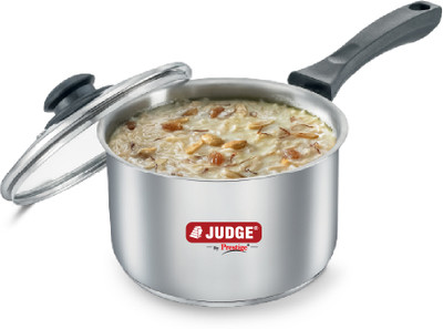 Judge Classic SS Gas and Induction Compatible Sauce Pan 16 cm diameter with Lid 2 L capacity(Stainless Steel, Induction Bottom)