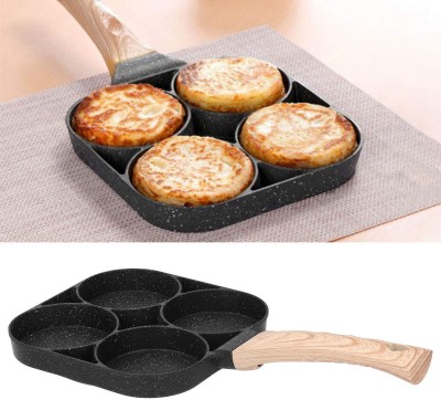 LILA ENTERPRISE 4 Cups Egg Pan Omelette Pan Frying Pan Egg fry Pan,Egg Cooker Breakfast Pan! Fry Pan 15 cm diameter 1 L capacity(Aluminium, Wooden, Non-stick)