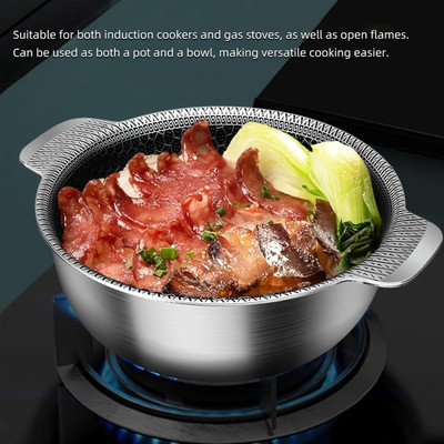 ANUVYA Versatile Nonstick Mini Stock Pot Induction Bottom Non-Stick Coated Cookware Set(Stainless Steel, 1 - Piece)