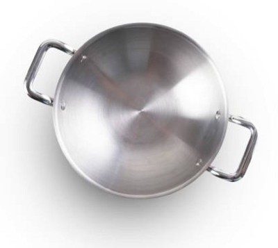 MOULY Triply Stainless Steel Deep Kadhai Gas Stove Induction Compatible Kadhai 18 cm diameter with Lid 1 L capacity(Stainless Steel, Induction Bottom)