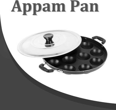 DTM super appam patra with lid and handle/ kulipaniyaram pan nonstick/ appe/ aapee Paniarakkal with Lid 1 L capacity 22 cm diameter(Aluminium, Non-stick)
