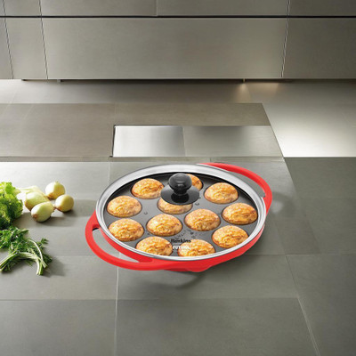 Hawkins Futura 26 cm Appe/Litti/Kuzhi Paniyaram/Ponganalu Pan Paniarakkal with Lid 0.54 L capacity 26 cm diameter(Aluminium, Non-stick)