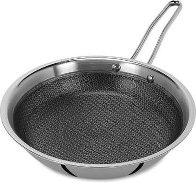 Onions Arihant Product Triply Stainless Steel Honeycomb Fry Pan, Non-Stick Cookware Fry Pan 24 cm diameter 2 L capacity(Stainless Steel, Non-stick, Induction Bottom)