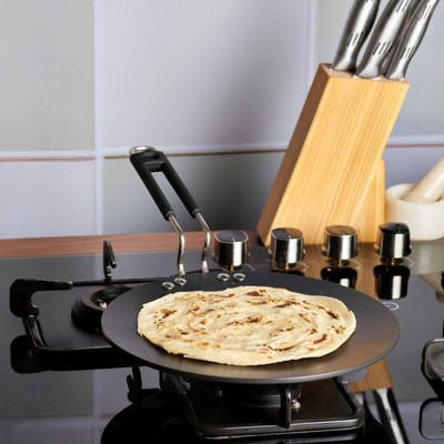 LAZYwindow Superior Quality Hard Anodized Roti Tawa (Black) | Inducton Base & Long-Lasting Tawa 25 cm diameter(Hard Anodised, Induction Bottom)