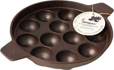 Aarogyam Appam 12 Cavity Tawa 24.13 cm diameter(Cast Iron, Non-stick, Induction Bottom)