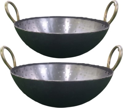 SHINI LIFESTYLE Iron kadhai Loha Kadhai deep bottom, for deep frying,25cm,22cm Kadhai 25 cm diameter 1.5 L capacity(Iron)