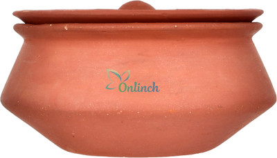 SOMUDEE Organic Clay Dahi Handi | Clay Handi | MItti Handi | Curd Pot Medium Size Handi 0.5 L with Lid(Earthenware)