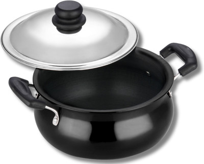 VINOD Black Pearl Hard Anodised Handi with Stainless Steel Lid Handi 2 L with Lid(Aluminium)