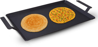 The Indus Valley Pre-Seasoned Cast Iron Rectangle Tawa for Dosa/Chapathi with Twin Handle-18 inch Tawa 45.7 cm diameter(Cast Iron)