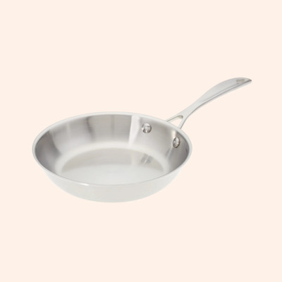KARFE Stainless Steel Frying Pan with Riveted Handle – Durable and Easy to clean- Fry Pan 23 cm diameter 1.5 L capacity(Stainless Steel)