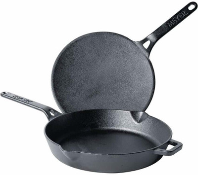 Meyer Pre-Seasoned Cast Iron 2 Piece Cookware Set -Frypan 20cm + Roti Cookware Set(Cast Iron, 2 - Piece)